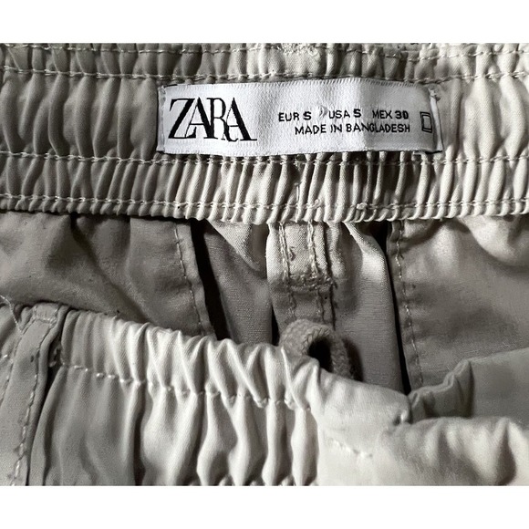 Zara Man Cargo Pants Size Small Off White Elastic Waist Side Cargo Pockets 26x24 - Picture 4 of 11